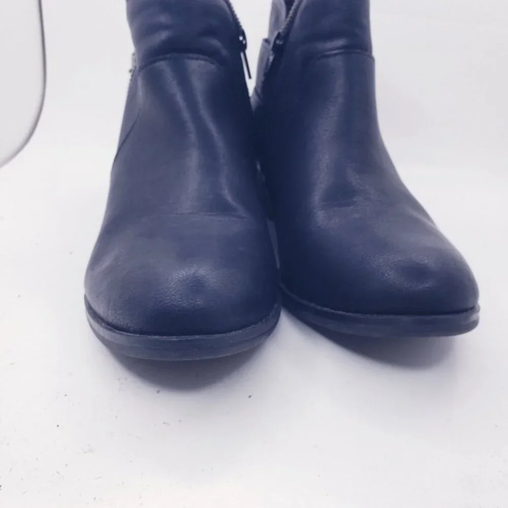 American Rag Aedee Black Faux Leather Buckle Zipper Ankle Boots Women's Size 6.5